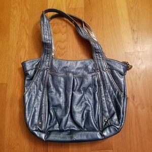 Metallic Blue Tote Purse